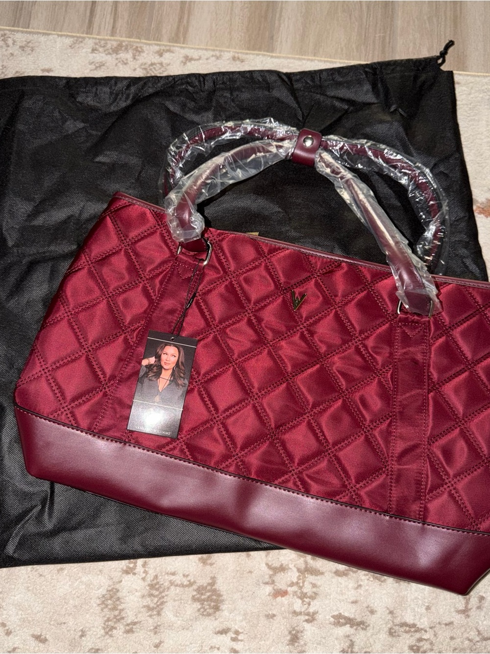 Vanessa Williams Quilted Laptop Tote Bag in Wine Red